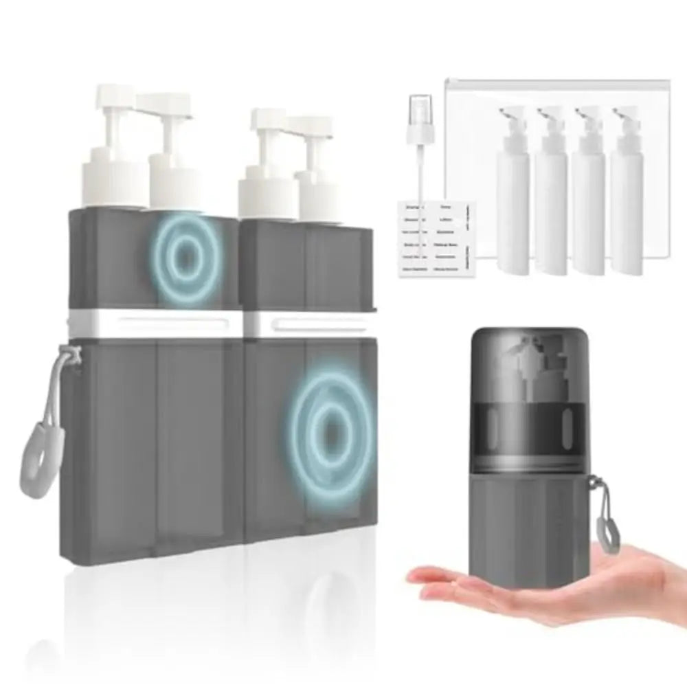 4in1 Travel Bottles Set Vacuum Silicone Travel Size Containers Refillable Leak Proof Travel Dispenser Bottle