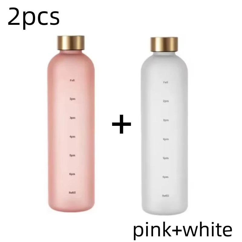 1 Liters Water Bottle Motivational Drinking Bottle Sports Water Bottles With Time Marker Stickers Portable Reusable Plastic Cups