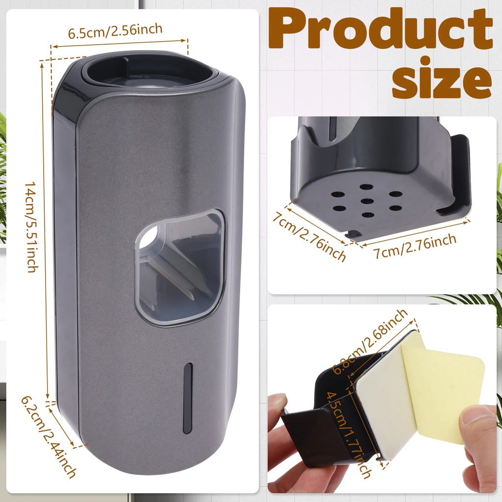 Automatic Toothpaste Dispenser 700mAh Rechargeable Electric Toothpaste Squeezer with 3 Gear Level Wall Mounted Toothbrush Holder